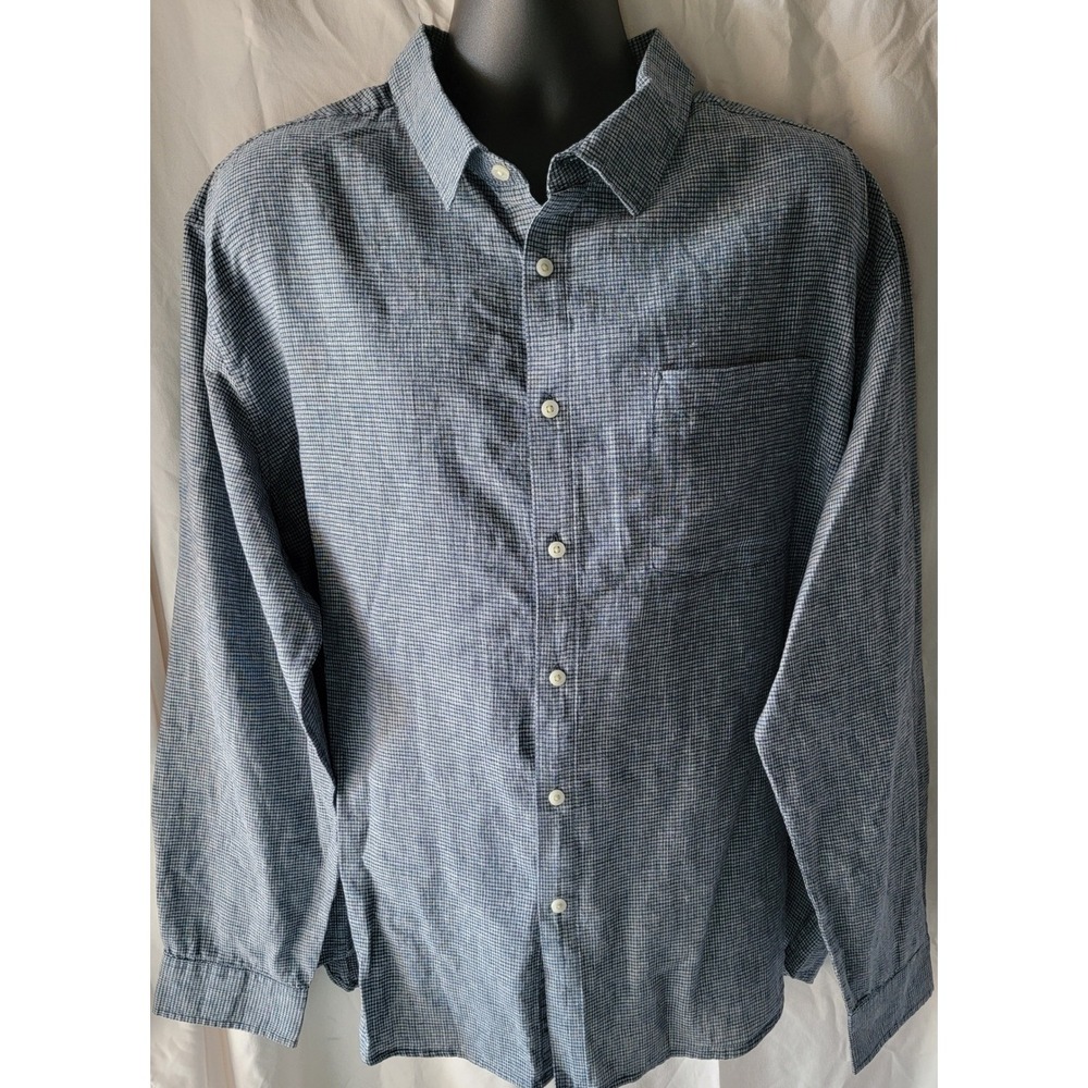 Goodfellow & Co Mens XXL Long Sleeve Button Down Shirt Denim Heather Check NWT‎